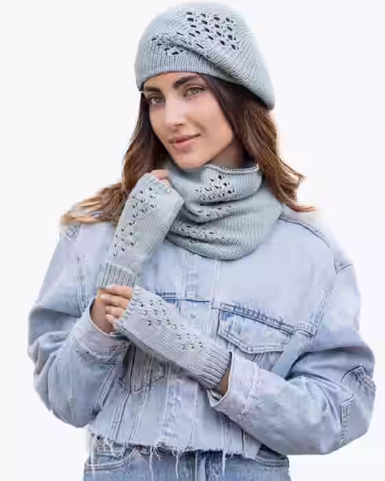 ست سه تکه کلاه و شال گردن و دستکش دورو مردانه زنانه  ENDLESS